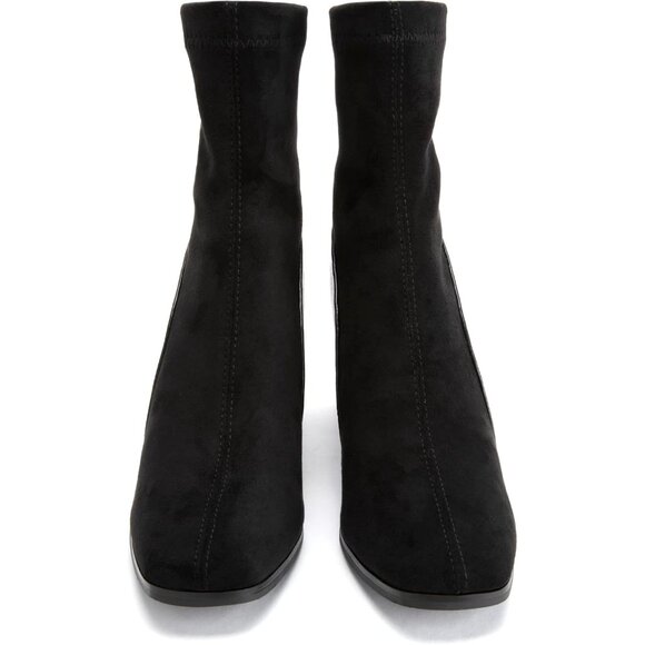 ⚡Women's Black Square Toe Ankle Boots Low Block Heel Chelsea Boots Back Zipper - Picture 5 of 6